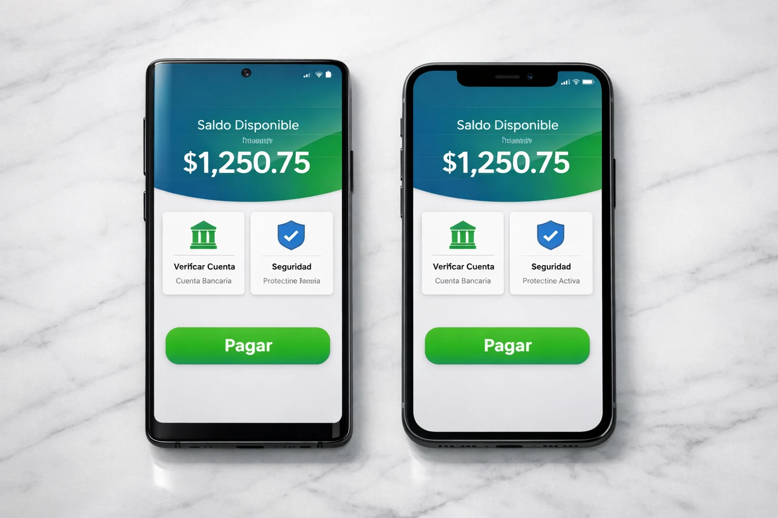 Smartphones Android e iPhone lado a lado com aplicação MB Way aberta