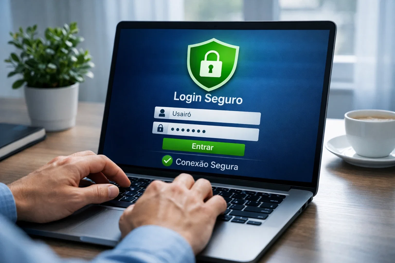 Ecrã de computador portátil a mostrar ícone de cadeado e ligação segura para apostas online