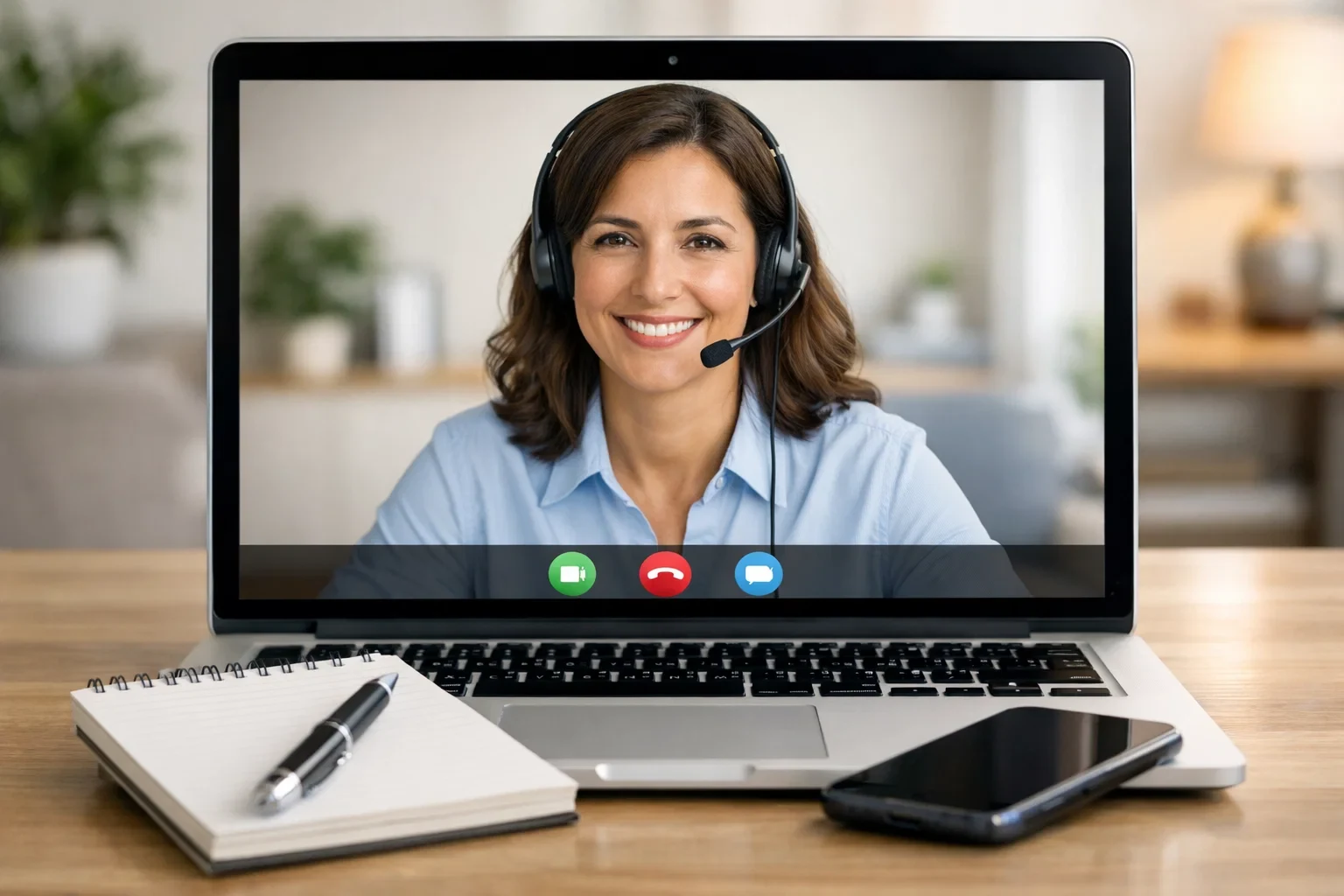 Representante de suporte ao cliente a ajudar utilizador através de videochamada